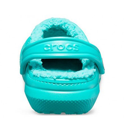 turquoise crocs with fur