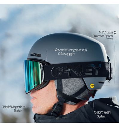Oakley MOD1 - Casco de esquí y snowboard para hombre para mujer + paquete  con botella de agua plegable iWear de diseñador con mosquetón