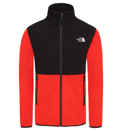 north face red and black fleece jacket