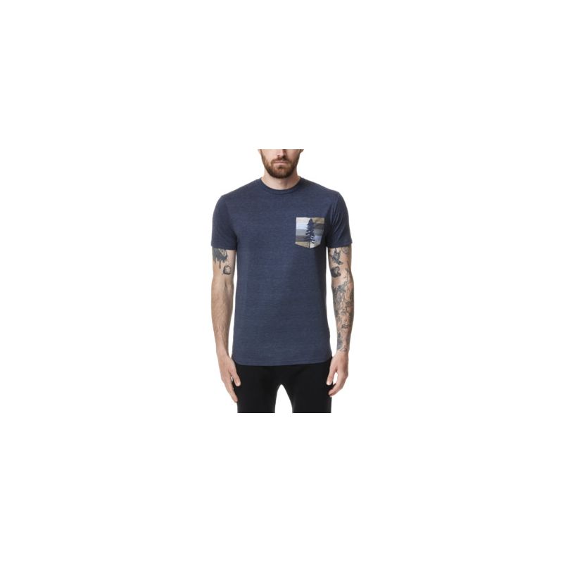 Tentree Spruce Stripe Pocket (Dress Blue Heather) T-shirt
