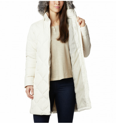 Campera larga pluma Columbia invierno capucha