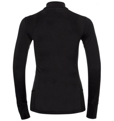 Womens Odlo Merino 200 (black) long sleeve zip T-shirt - Alpinstore