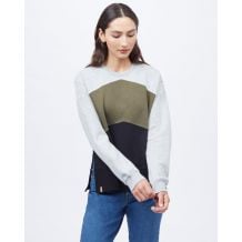 Tentree Treefleece Chevron Crew -paita (Hi Rise Grey Heather / Olive Night Green / Meteoriittimusta) nainen