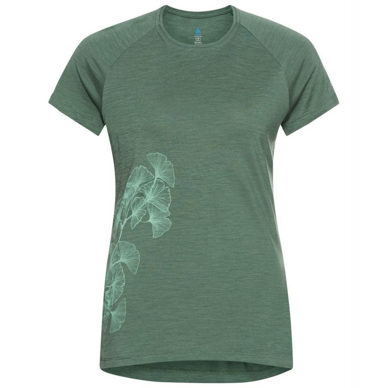 T-skjorte for kvinner Odlo Concord Leaf Print (myrtle melange).
