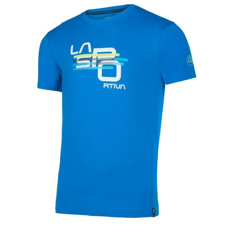T-skjorte La Sportiva Stripe Cube (elektrisk blå) Mann