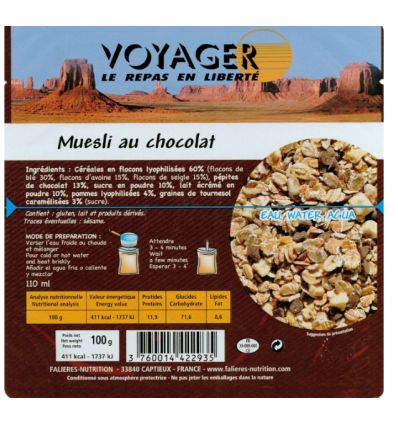 Muesli chocolat lyophilisé Bleu Blanc Coeur | Petit déjeuner lyophilisé