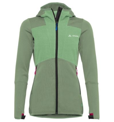 Women's Vaude Monviso Hooded Grid (aloe vera) fleece jacket - Alpinstore
