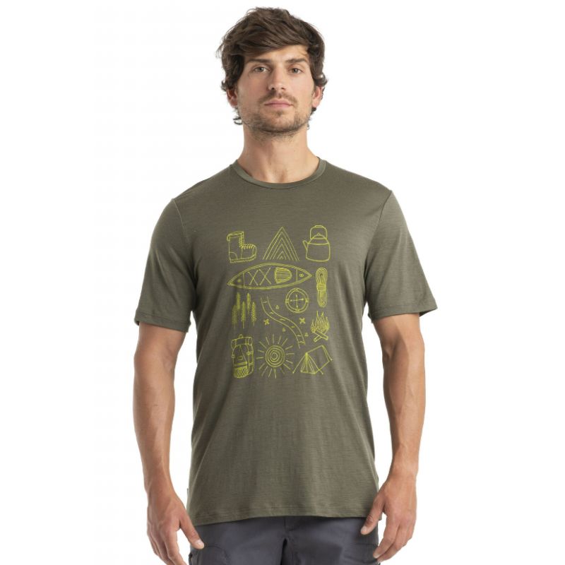 Teknisk T-shirt til mænd Icebreaker Tech Lite II 150 Camp (Loden)