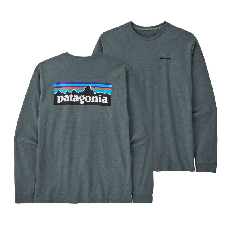 Camiseta de manga larga para hombre Patagonia L/s P-6 Logo Responsibili-tee (Nuevo verde)
