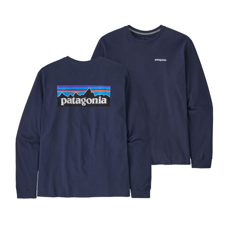 Heren-T-shirt met lange mouwen Patagonia L/s P-6 Logo Responsibili-tee (Classic Navy)