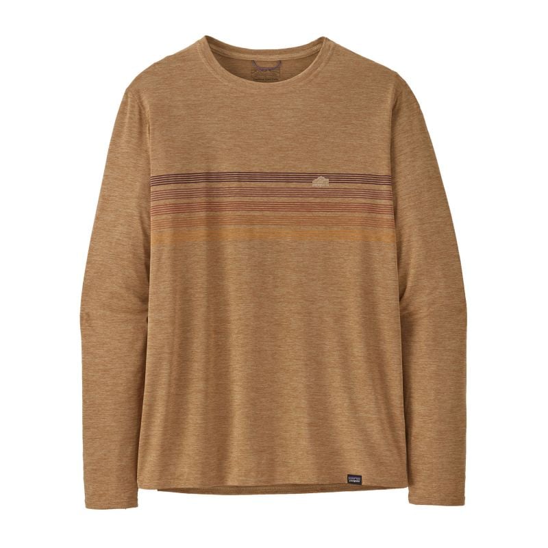 T-shirt Patagonia L/s Cap Cool Daily Graphic Shirt (Line Logo Ridge Stripe: brown X-Dye) man
