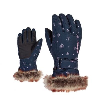 (snowcrystal Kinder print) Alpinstore Ziener GIRL - Handschuhe LIM