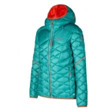 Chaqueta de pluma LaSportiva Pinnacle para mujer (laguna/tomate cereza)
