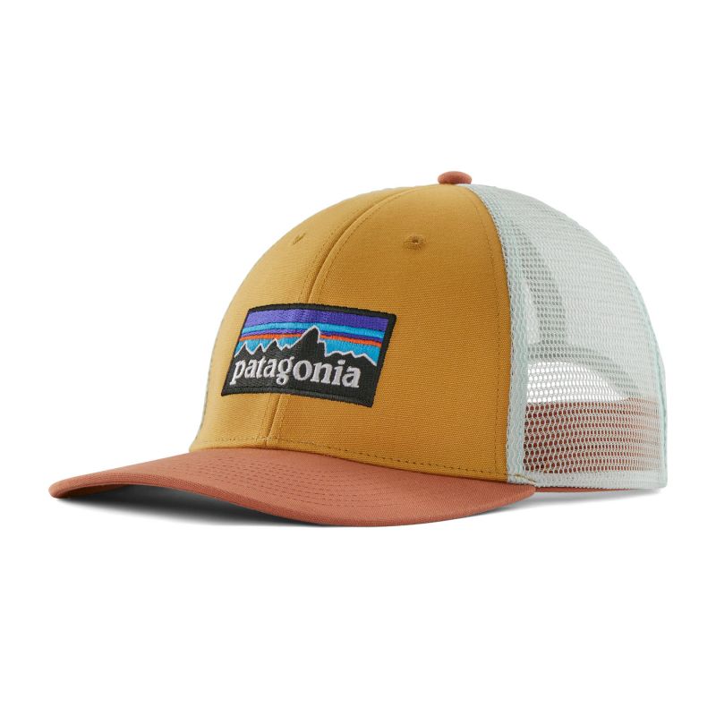 Patagonia P-6 Logo LoPro Trucker Hat (Pufferfish Gold) med logo P-6