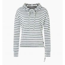 SUPER.NATURAL W FUNNEL STRIPE HOODIE Frisk hvid/blå stribe