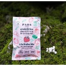 Täyttö PAOS Luonnonmukainen pureskeltava hammastahnan täydennys - Crokifrice - mansikka - pakkaus 125 tablettia.