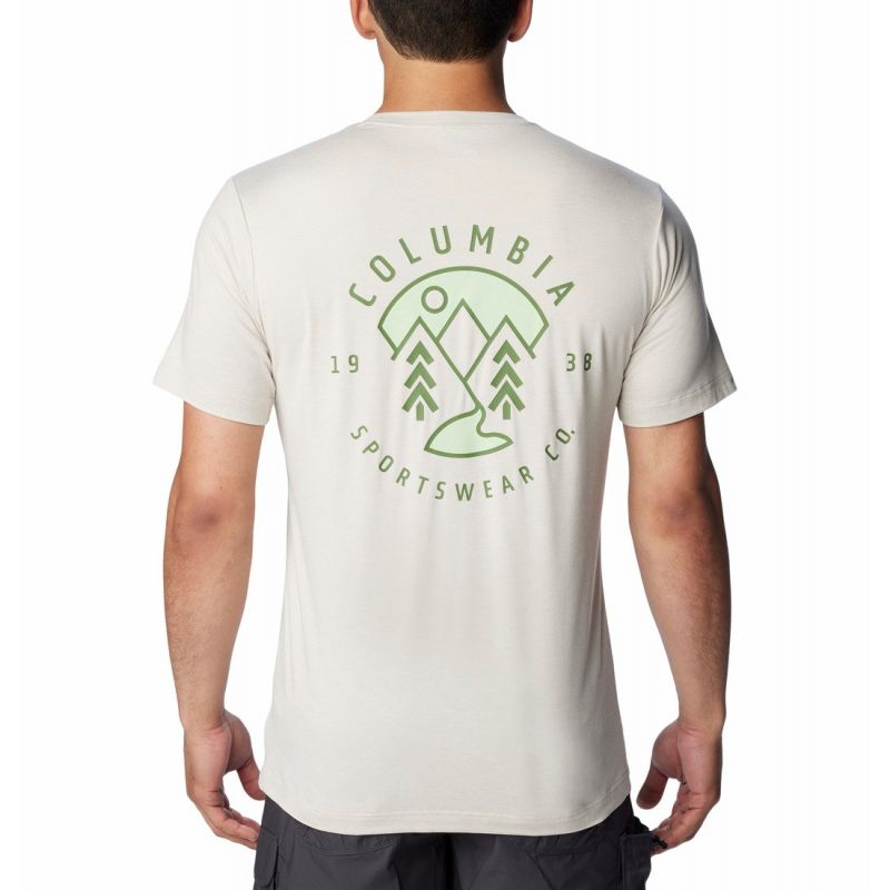 T-skjorte Columbia Kwick Hike Back Graphic for menn (Dark Stone, Naturally Boundless)