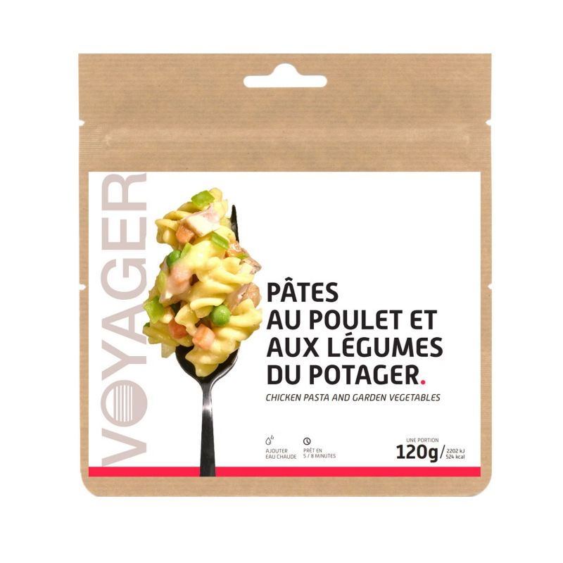 Plato liofilizado Voyager Pasta Pollo y verduras de la huerta