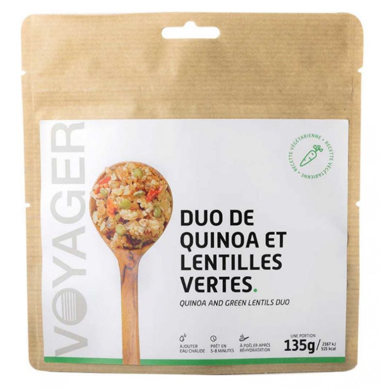 Pakastekuivattu ruokalaji Voyager Quinoa ja linssi pannukakku Duo